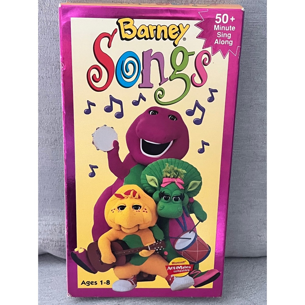 Barney Songs VHS 1995 Sing Along 50 Minutes White Tape ActiMates Compatible